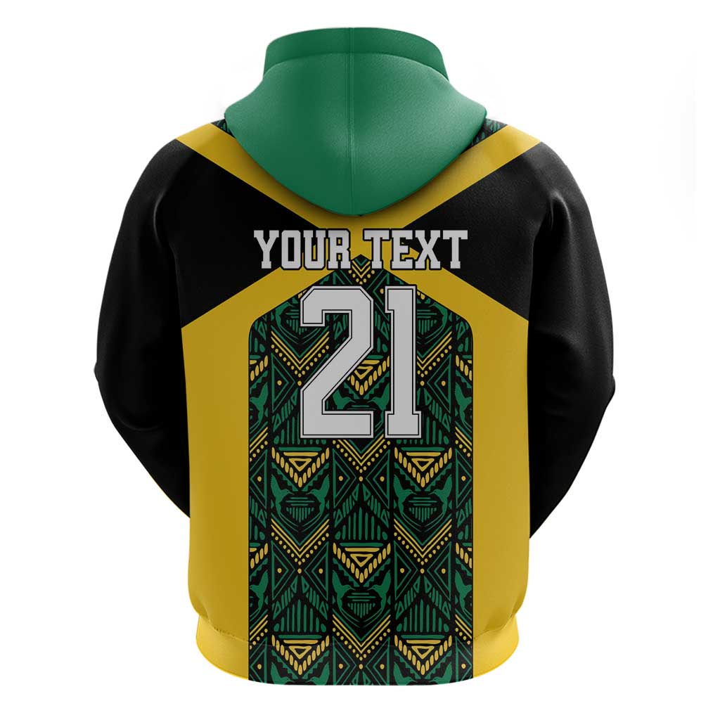 Afro-Jamaicans Football Custom Zip Hoodie Black Ethnic Motifs
