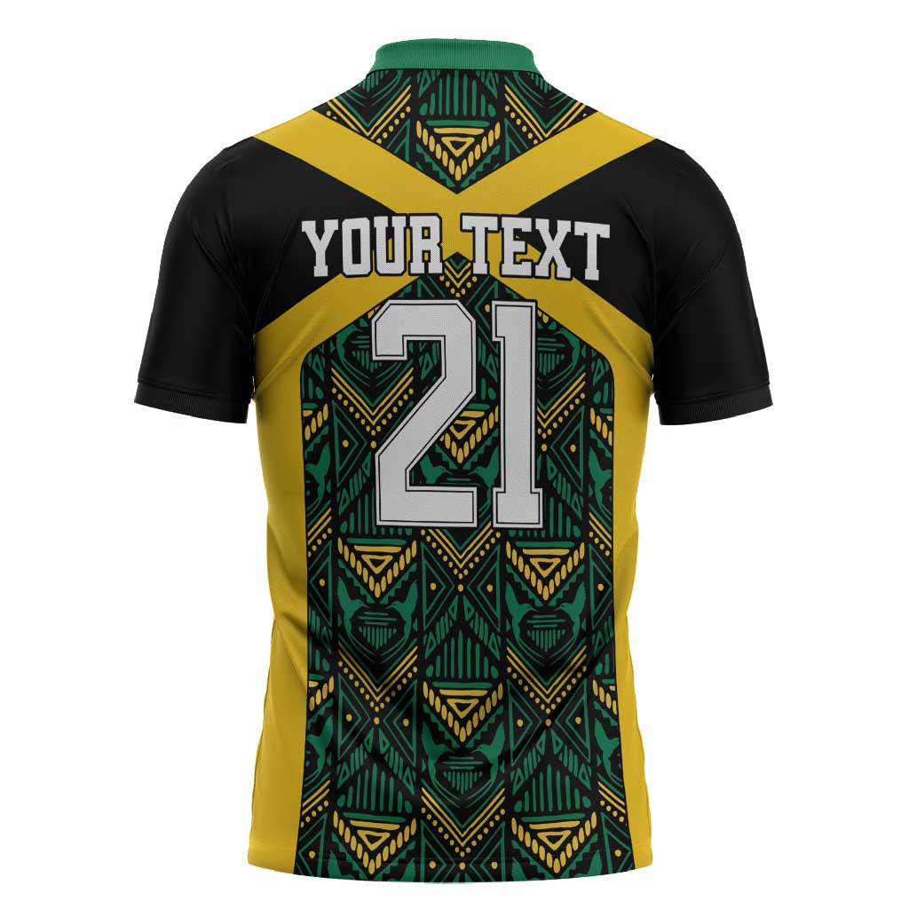 Afro-Jamaicans Football Custom Zipper Polo Shirt Black Ethnic Motifs