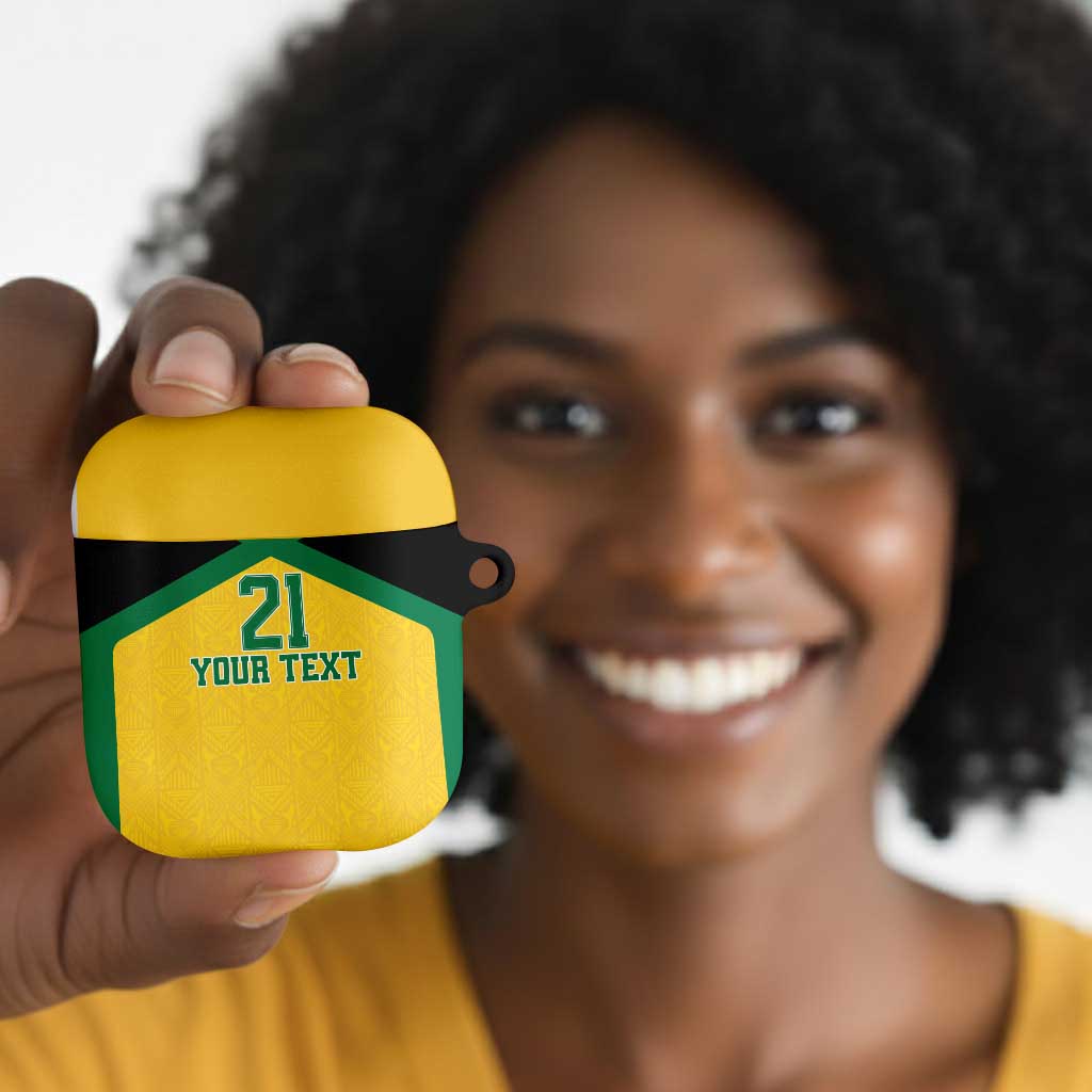 Afro-Jamaicans Football Custom AirPods Case Gold Ethnic Motifs