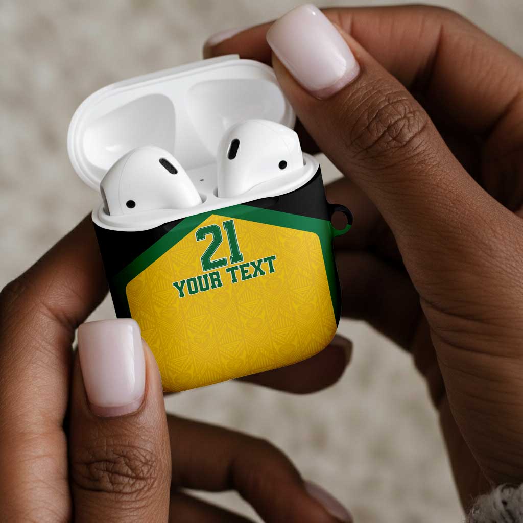 Afro-Jamaicans Football Custom AirPods Case Gold Ethnic Motifs