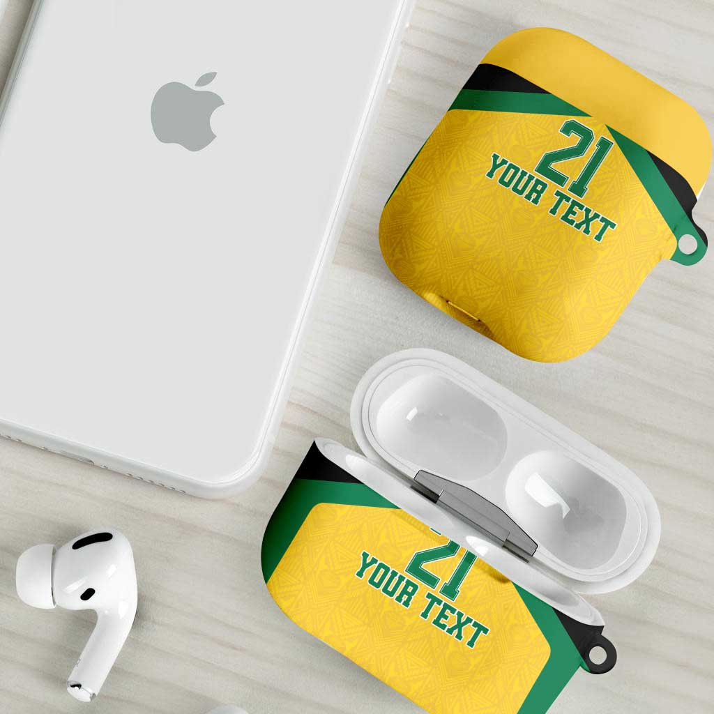 Afro-Jamaicans Football Custom AirPods Case Gold Ethnic Motifs