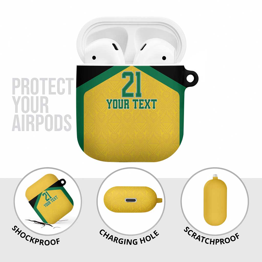 Afro-Jamaicans Football Custom AirPods Case Gold Ethnic Motifs