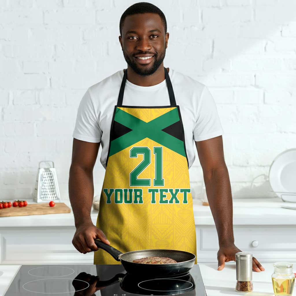 Afro-Jamaicans Football Custom Apron Gold Ethnic Motifs