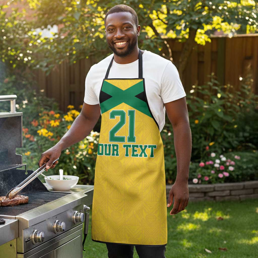 Afro-Jamaicans Football Custom Apron Gold Ethnic Motifs