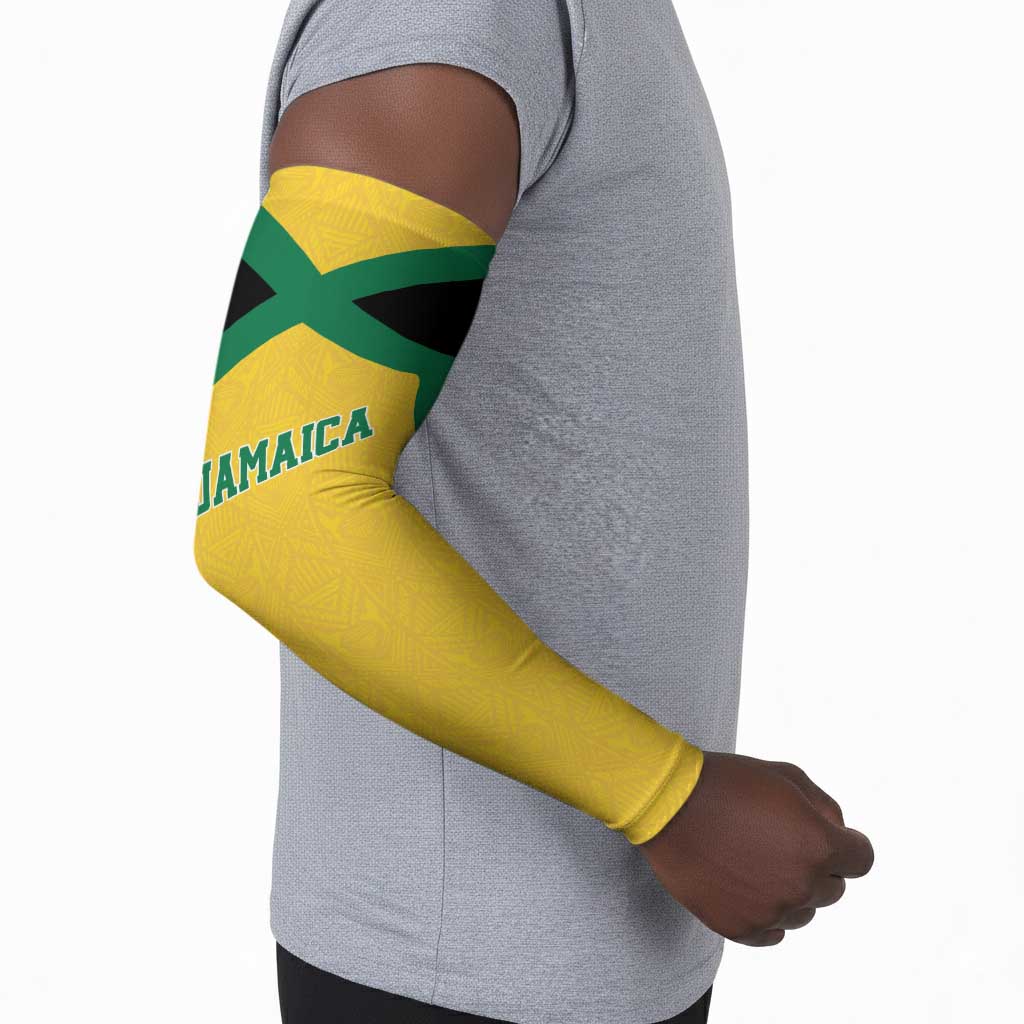 Afro-Jamaicans Football Custom Arm Sleeves Gold Ethnic Motifs