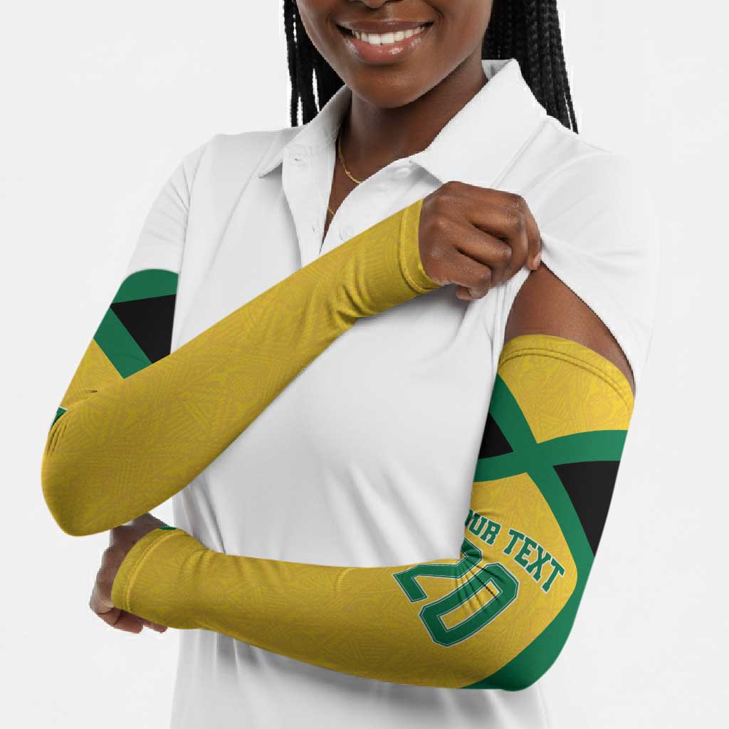 Afro-Jamaicans Football Custom Arm Sleeves Gold Ethnic Motifs