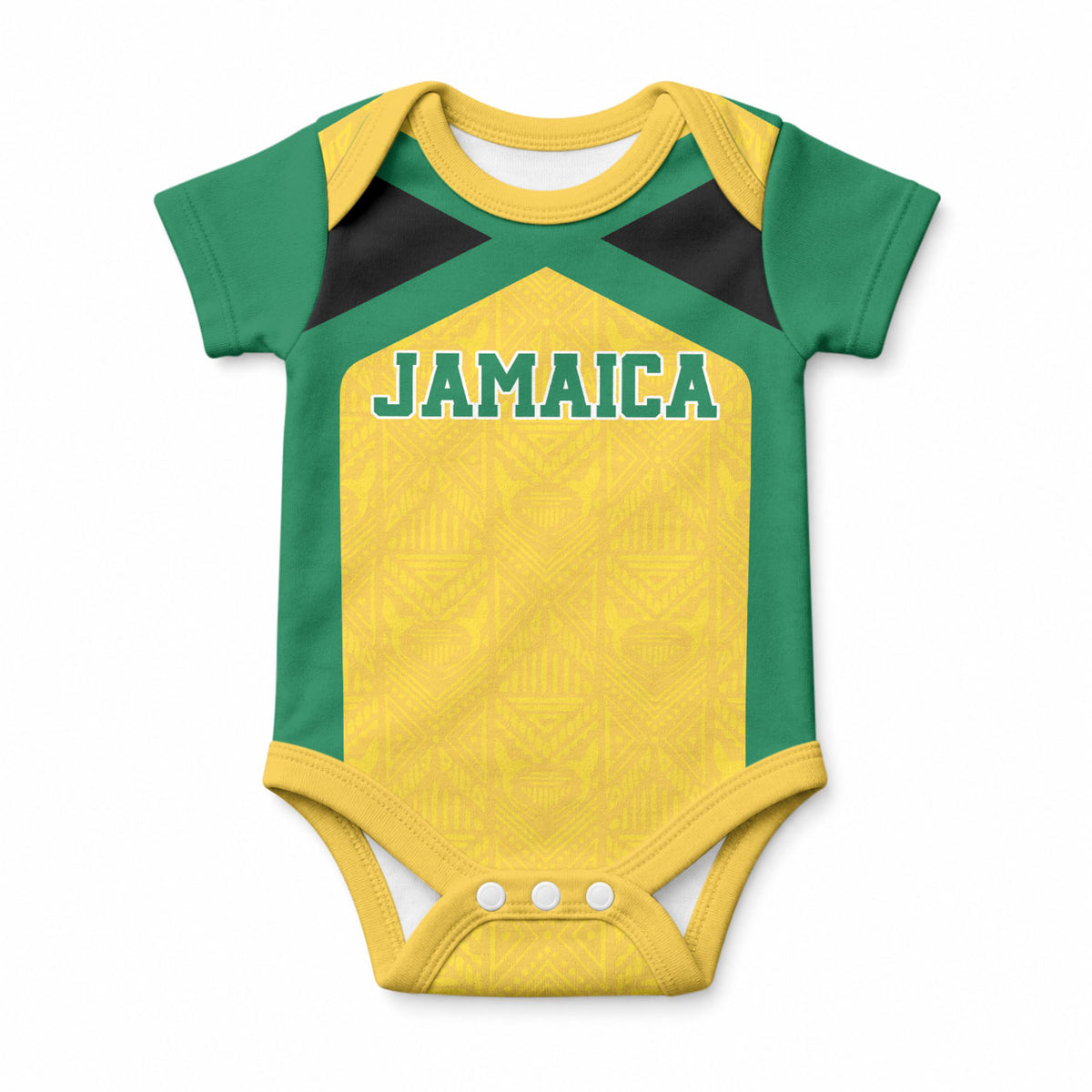 Afro-Jamaicans Football Custom Baby Onesie Gold Ethnic Motifs