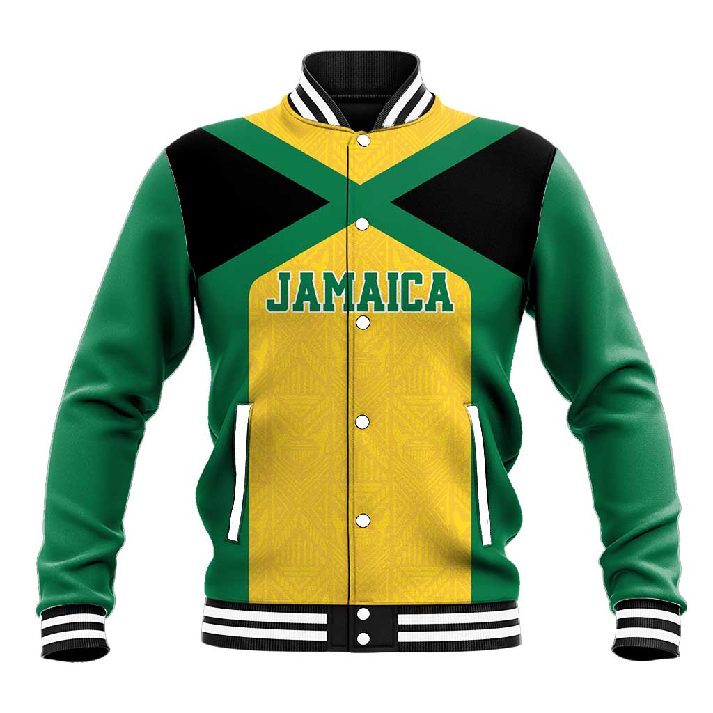 Afro-Jamaicans Football Custom Baseball Jacket Gold Ethnic Motifs