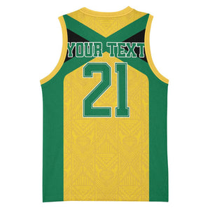Afro-Jamaicans Football Custom Basketball Jersey Gold Ethnic Motifs LT9