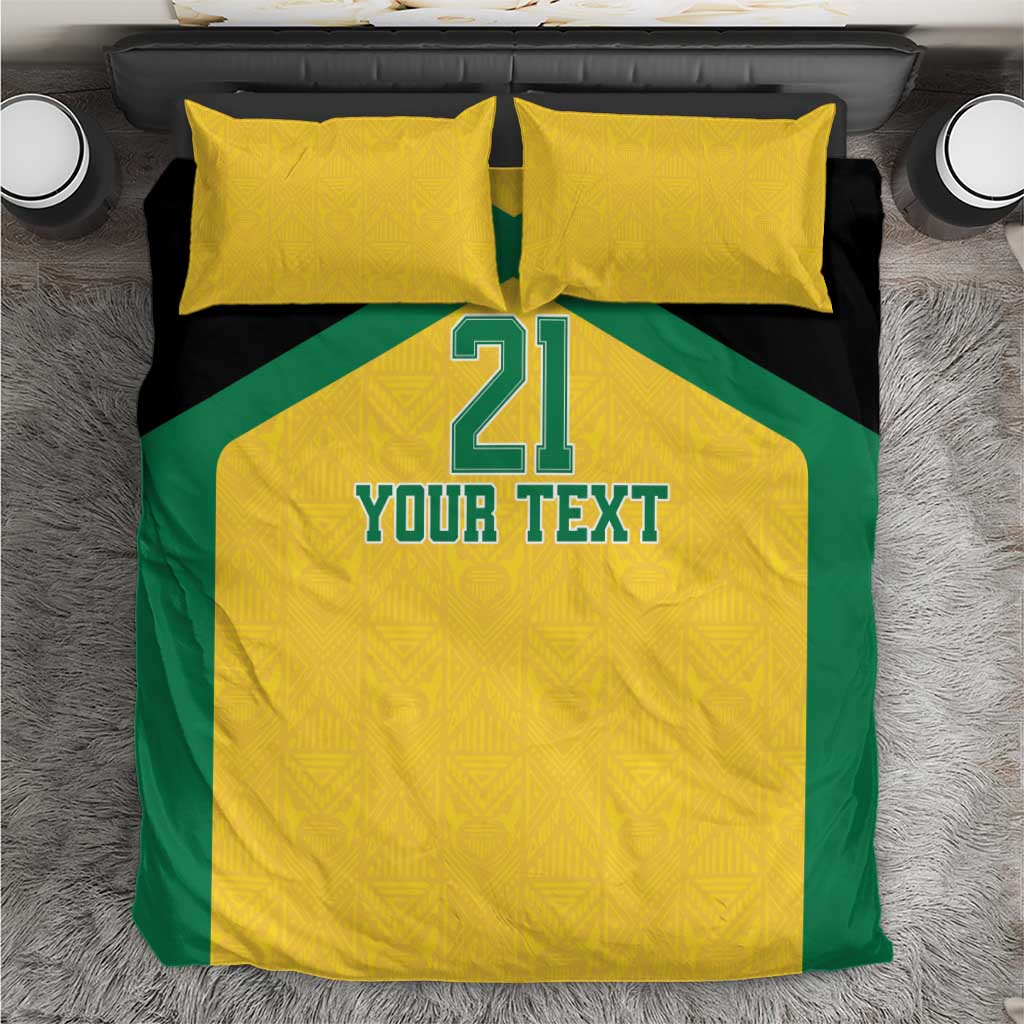 Afro-Jamaicans Football Custom Bedding Set Gold Ethnic Motifs