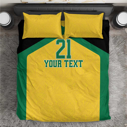 Afro-Jamaicans Football Custom Bedding Set Gold Ethnic Motifs