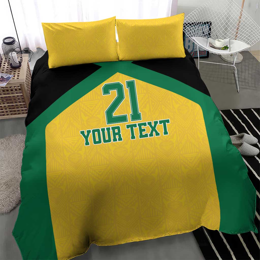 Afro-Jamaicans Football Custom Bedding Set Gold Ethnic Motifs