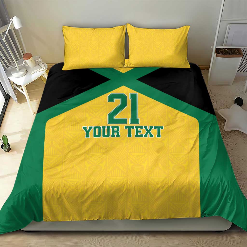 Afro-Jamaicans Football Custom Bedding Set Gold Ethnic Motifs