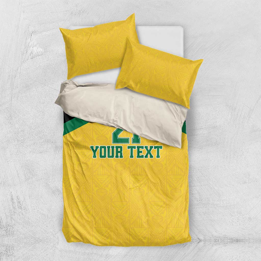 Afro-Jamaicans Football Custom Bedding Set Gold Ethnic Motifs