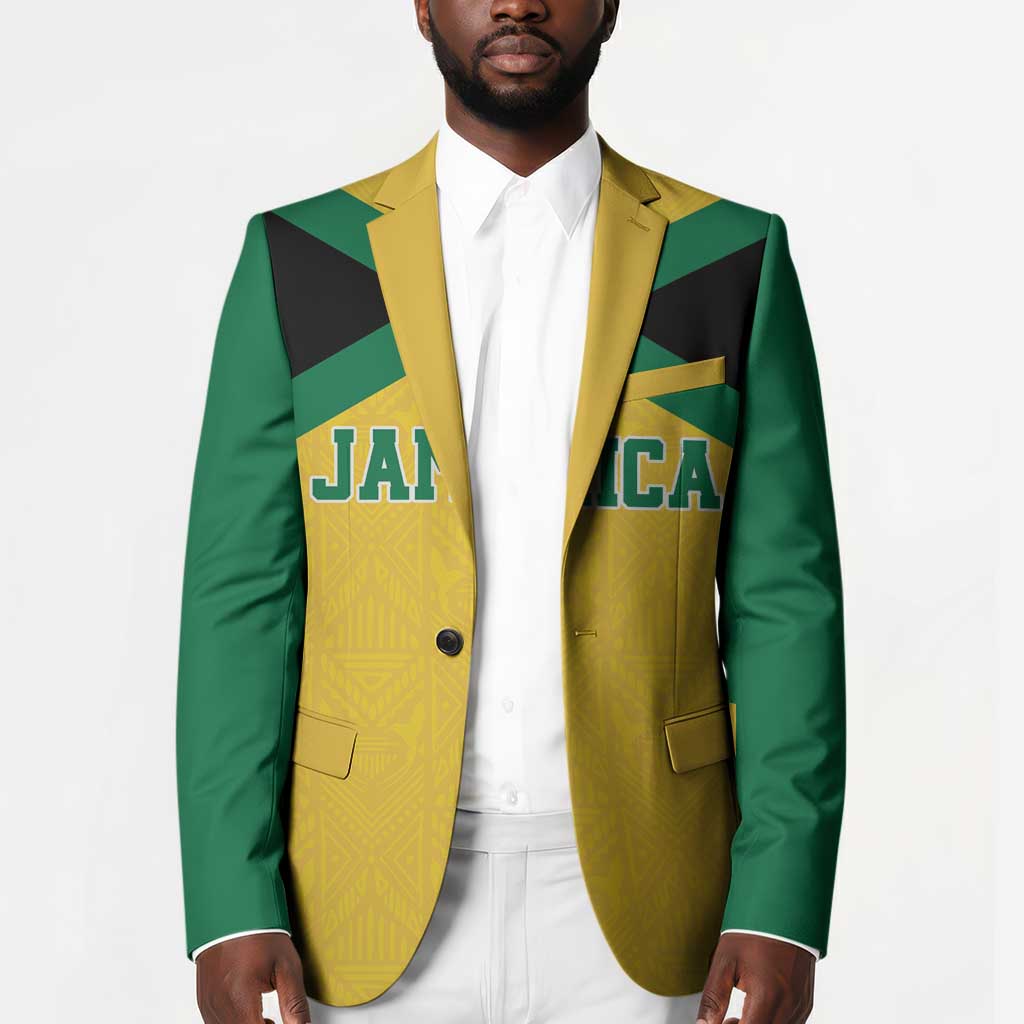 Afro-Jamaicans Football Custom Blazer Gold Ethnic Motifs