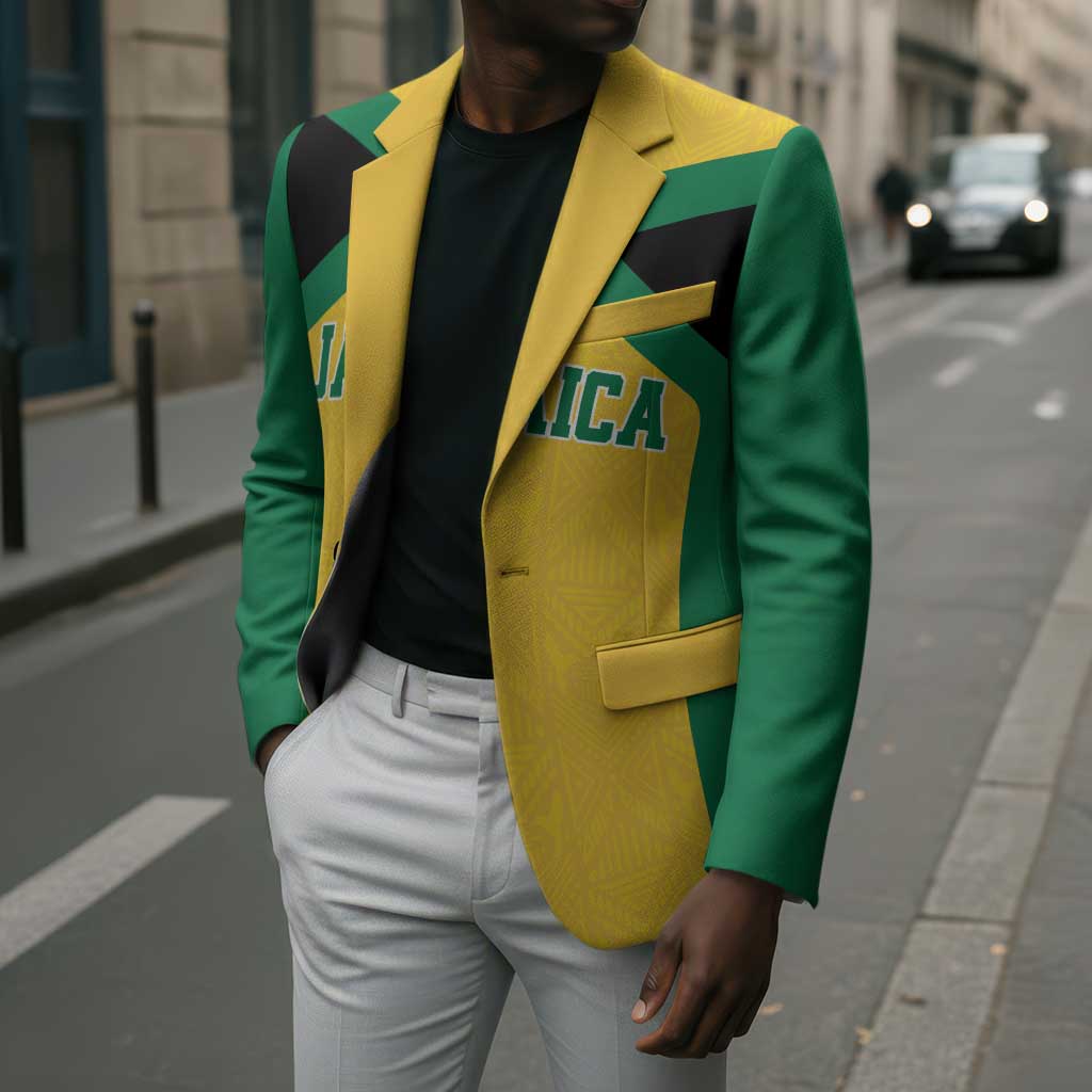 Afro-Jamaicans Football Custom Blazer Gold Ethnic Motifs