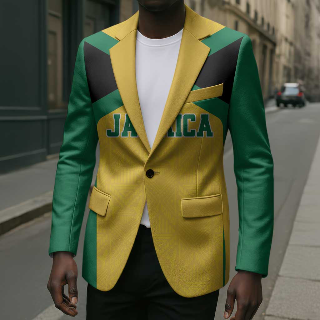 Afro-Jamaicans Football Custom Blazer Gold Ethnic Motifs