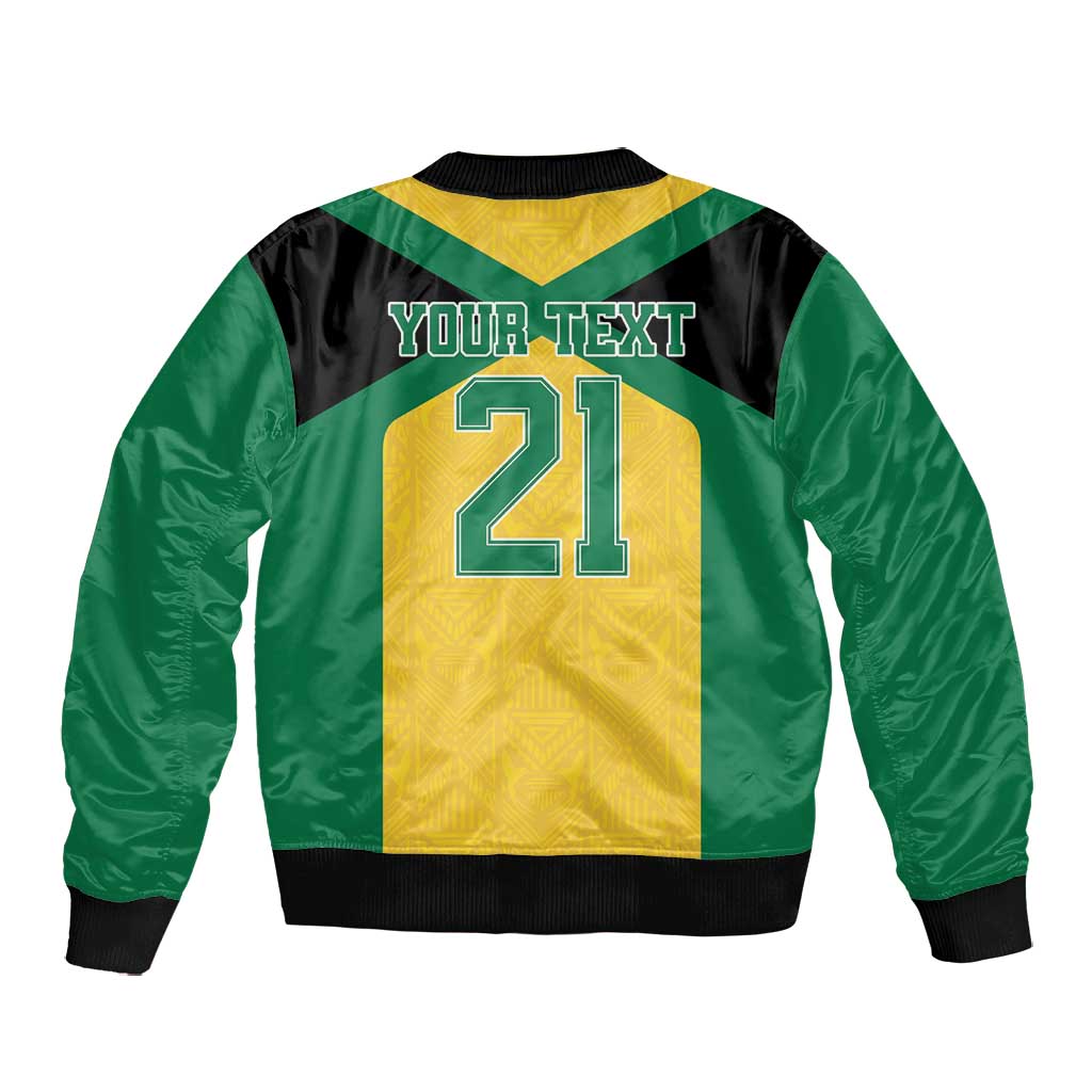 Afro-Jamaicans Football Custom Bomber Jacket Gold Ethnic Motifs