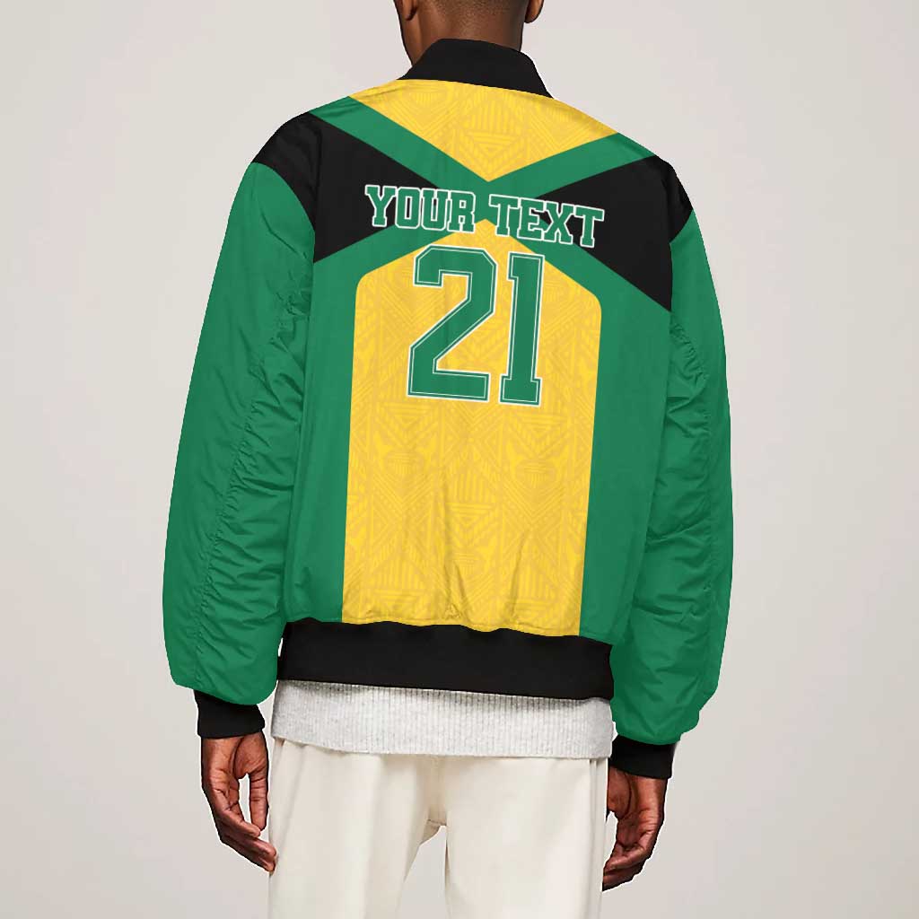 Afro-Jamaicans Football Custom Bomber Jacket Gold Ethnic Motifs