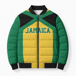 Afro-Jamaicans Football Custom Bomber Puffer Jacket Gold Ethnic Motifs