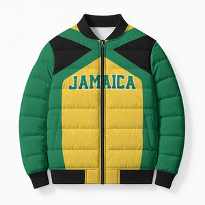 Afro-Jamaicans Football Custom Bomber Puffer Jacket Gold Ethnic Motifs