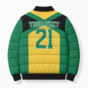 Afro-Jamaicans Football Custom Bomber Puffer Jacket Gold Ethnic Motifs