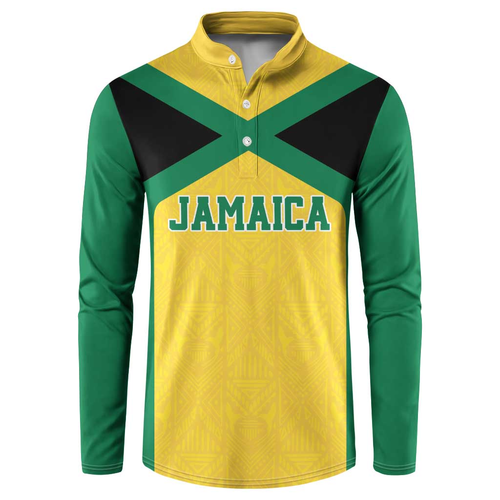 Afro-Jamaicans Football Custom Button Sweatshirt Gold Ethnic Motifs