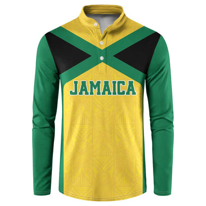 Afro-Jamaicans Football Custom Button Sweatshirt Gold Ethnic Motifs