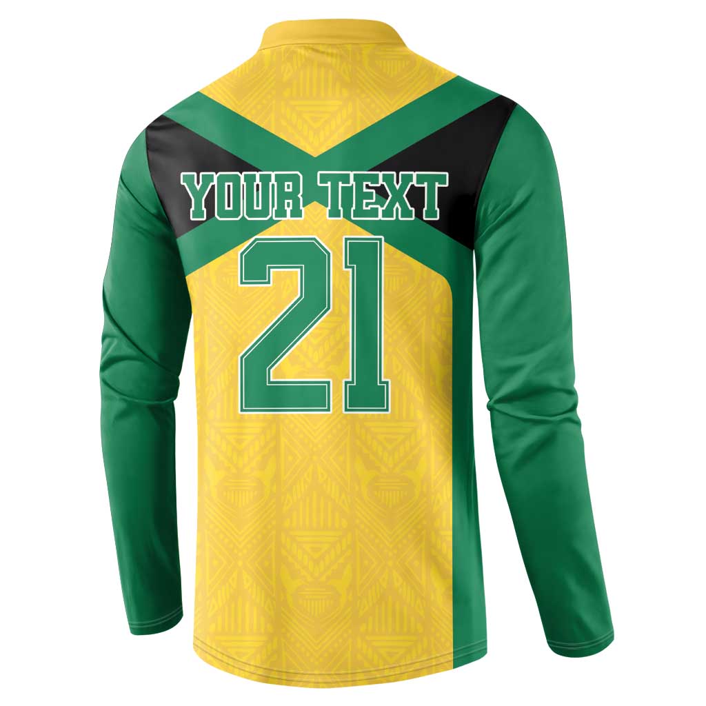 Afro-Jamaicans Football Custom Button Sweatshirt Gold Ethnic Motifs
