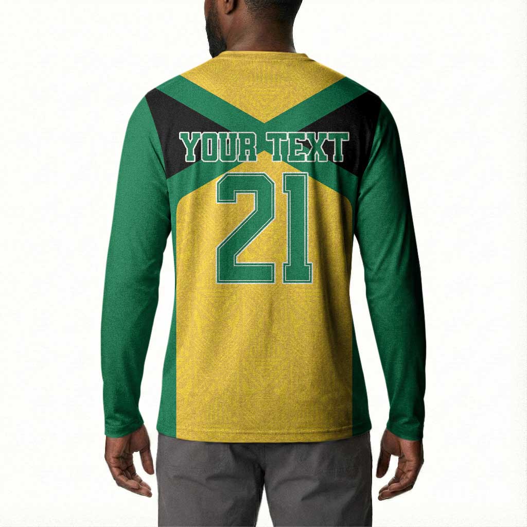 Afro-Jamaicans Football Custom Button Sweatshirt Gold Ethnic Motifs