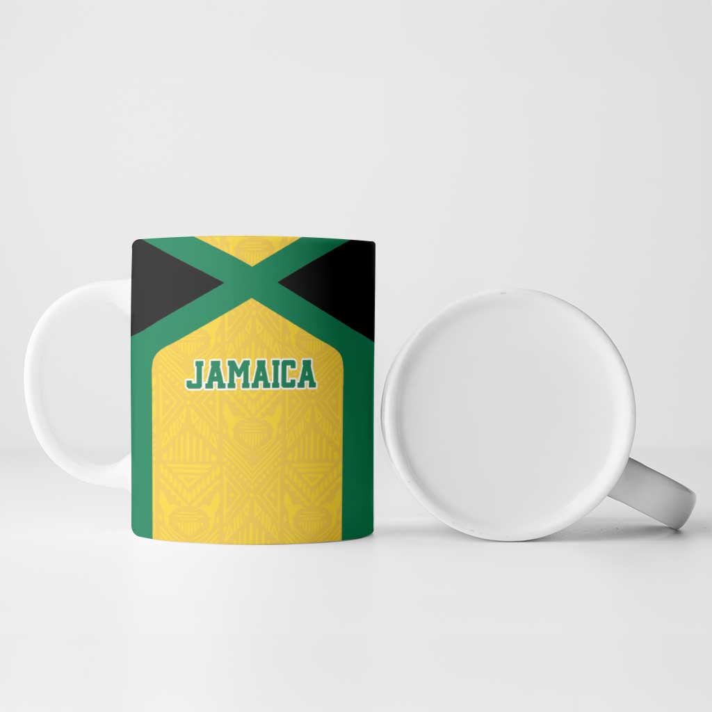 Afro-Jamaicans Football Custom Ceramic Mug Gold Ethnic Motifs