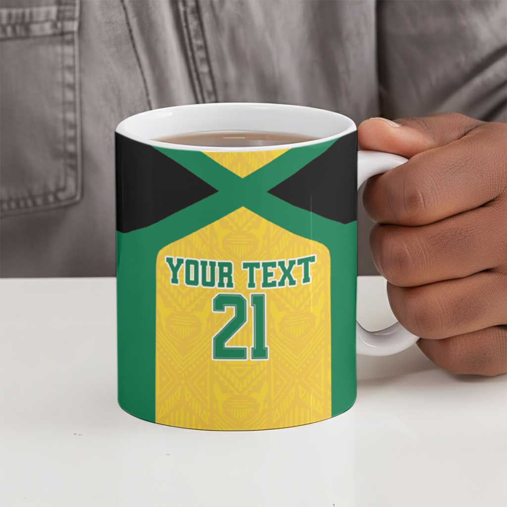 Afro-Jamaicans Football Custom Ceramic Mug Gold Ethnic Motifs