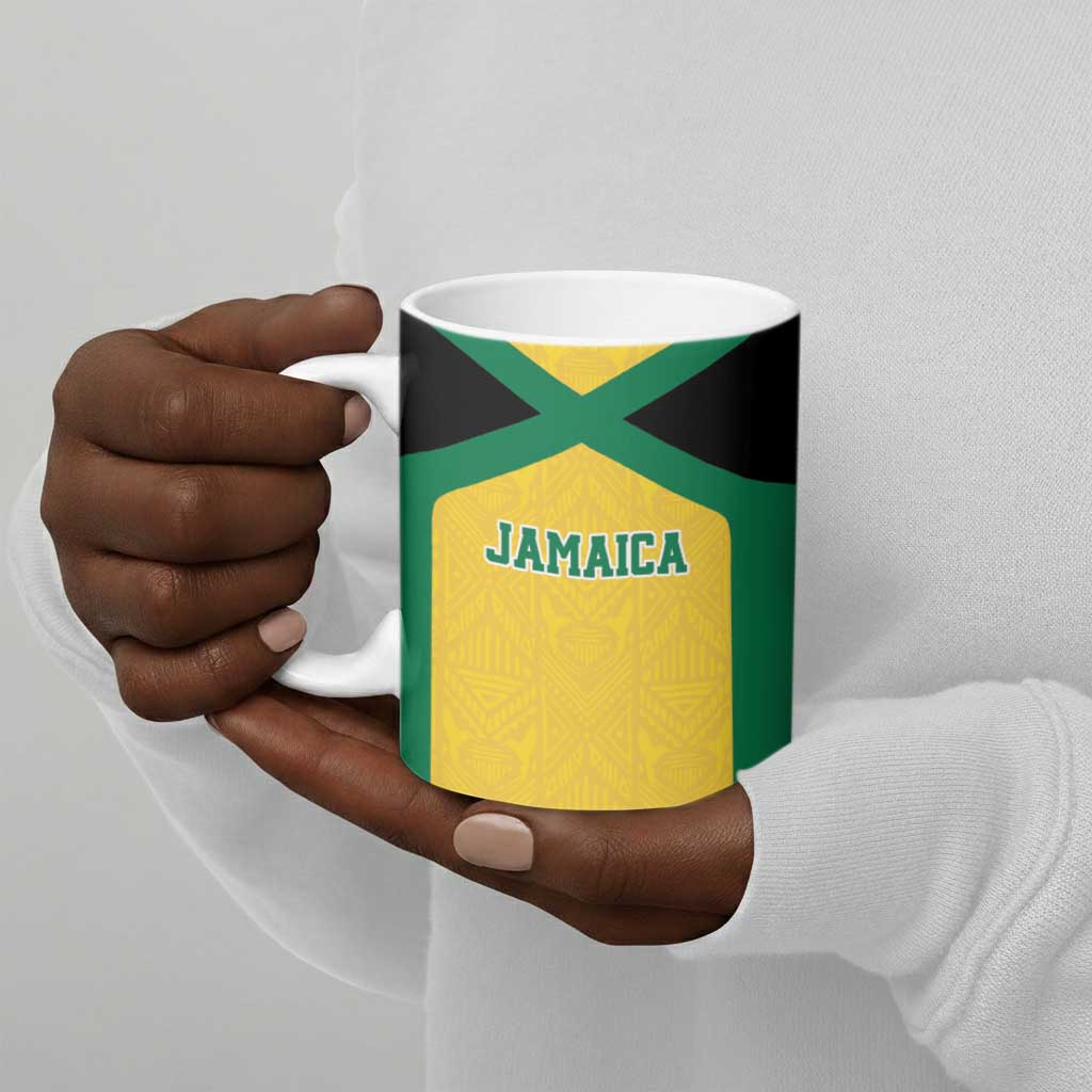 Afro-Jamaicans Football Custom Ceramic Mug Gold Ethnic Motifs