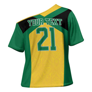 Afro-Jamaicans Football Custom Cross Shoulder Shirt Gold Ethnic Motifs
