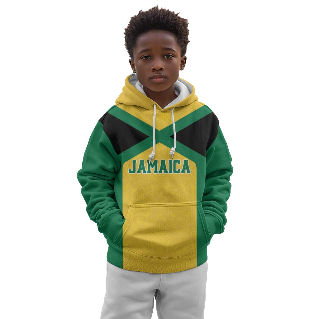 Afro-Jamaicans Football Custom Kid Hoodie Gold Ethnic Motifs