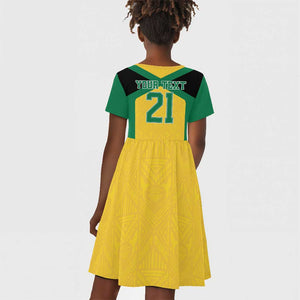 Afro-Jamaicans Football Custom Kid Short Sleeve Dress Gold Ethnic Motifs