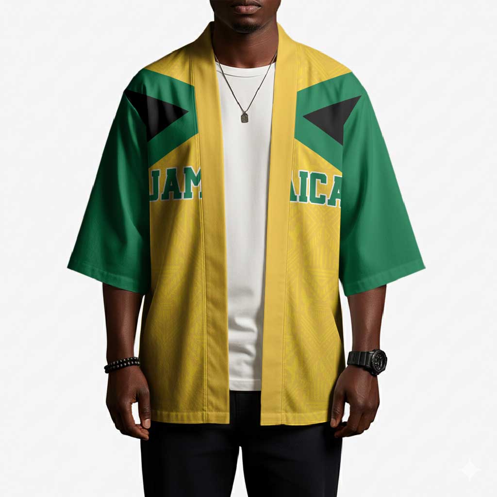 Afro-Jamaicans Football Custom Kimono Gold Ethnic Motifs