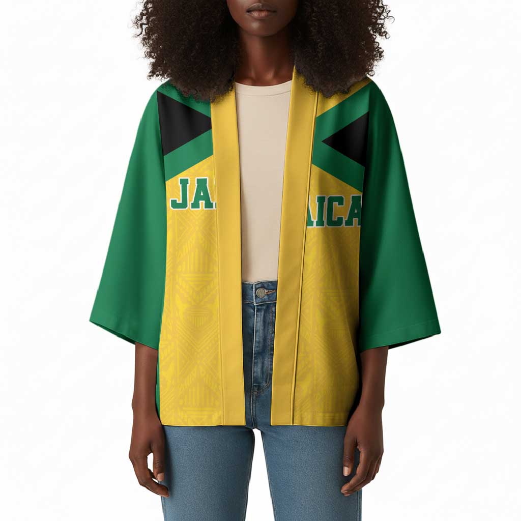 Afro-Jamaicans Football Custom Kimono Gold Ethnic Motifs
