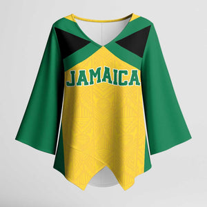 Afro-Jamaicans Football Custom Kimono Sleeve Blouse Gold Ethnic Motifs