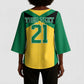Afro-Jamaicans Football Custom Kimono Sleeve Blouse Gold Ethnic Motifs
