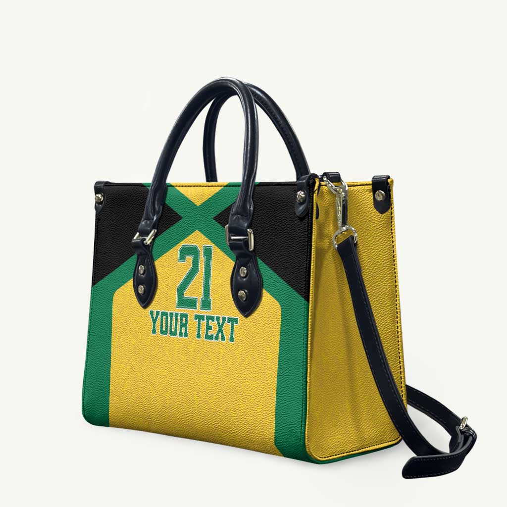 Afro-Jamaicans Football Custom Leather Bag Gold Ethnic Motifs