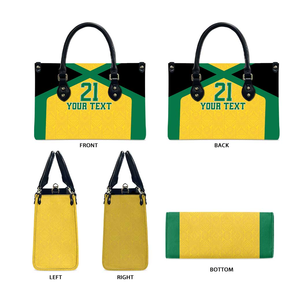 Afro-Jamaicans Football Custom Leather Bag Gold Ethnic Motifs