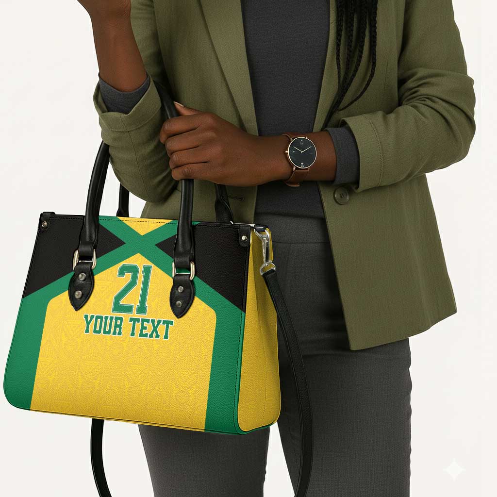 Afro-Jamaicans Football Custom Leather Bag Gold Ethnic Motifs
