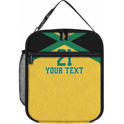 Afro-Jamaicans Football Custom Lunch Bag Gold Ethnic Motifs