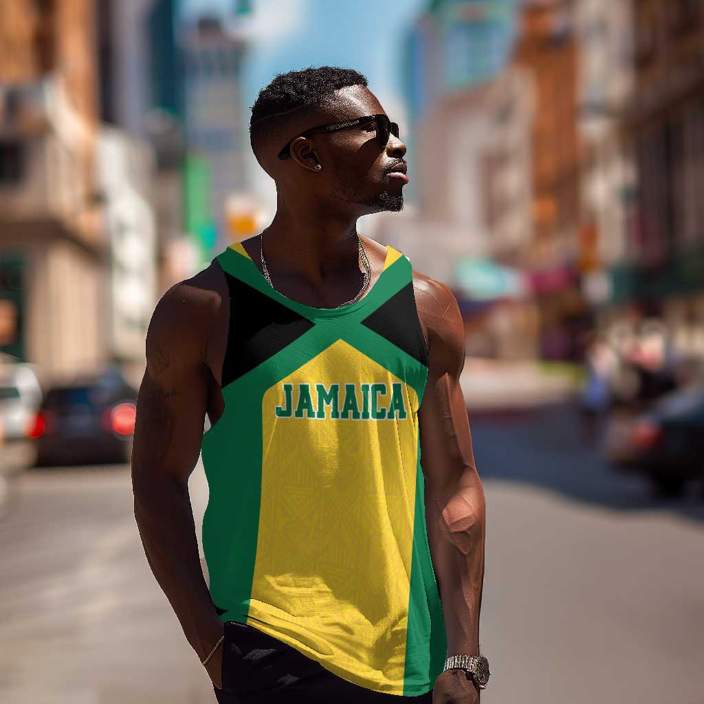 Afro-Jamaicans Football Custom Men Tank Top Gold Ethnic Motifs