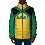 Afro-Jamaicans Football Custom Padded Jacket Gold Ethnic Motifs