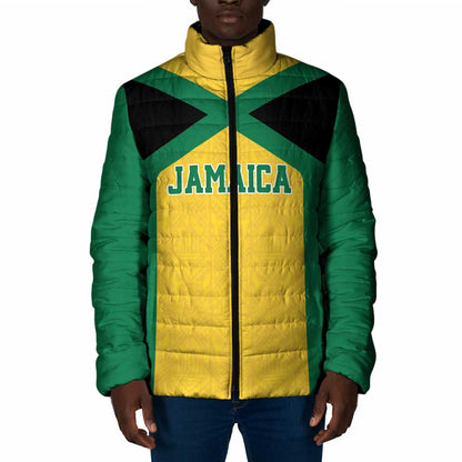 Afro-Jamaicans Football Custom Padded Jacket Gold Ethnic Motifs