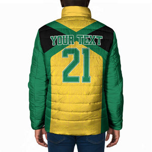 Afro-Jamaicans Football Custom Padded Jacket Gold Ethnic Motifs