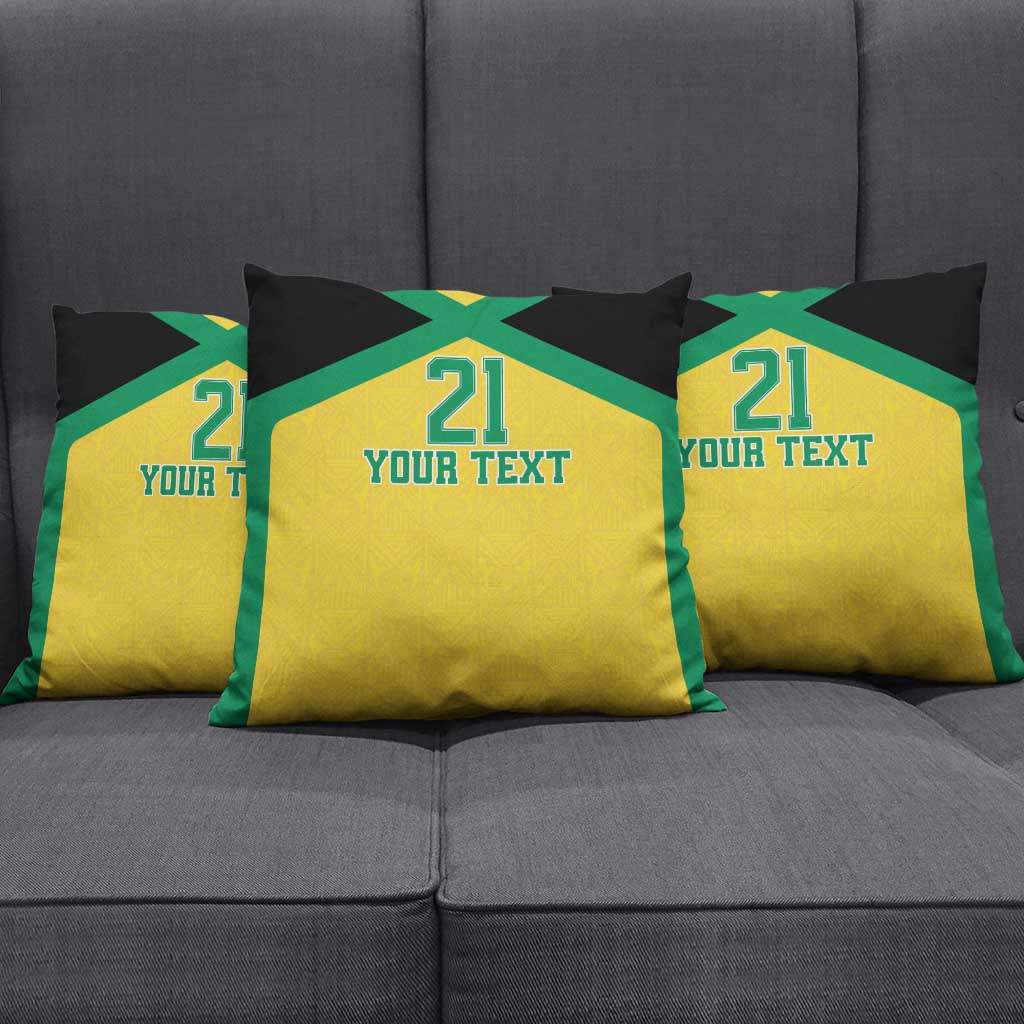 Afro-Jamaicans Football Custom Pillow Cover Gold Ethnic Motifs