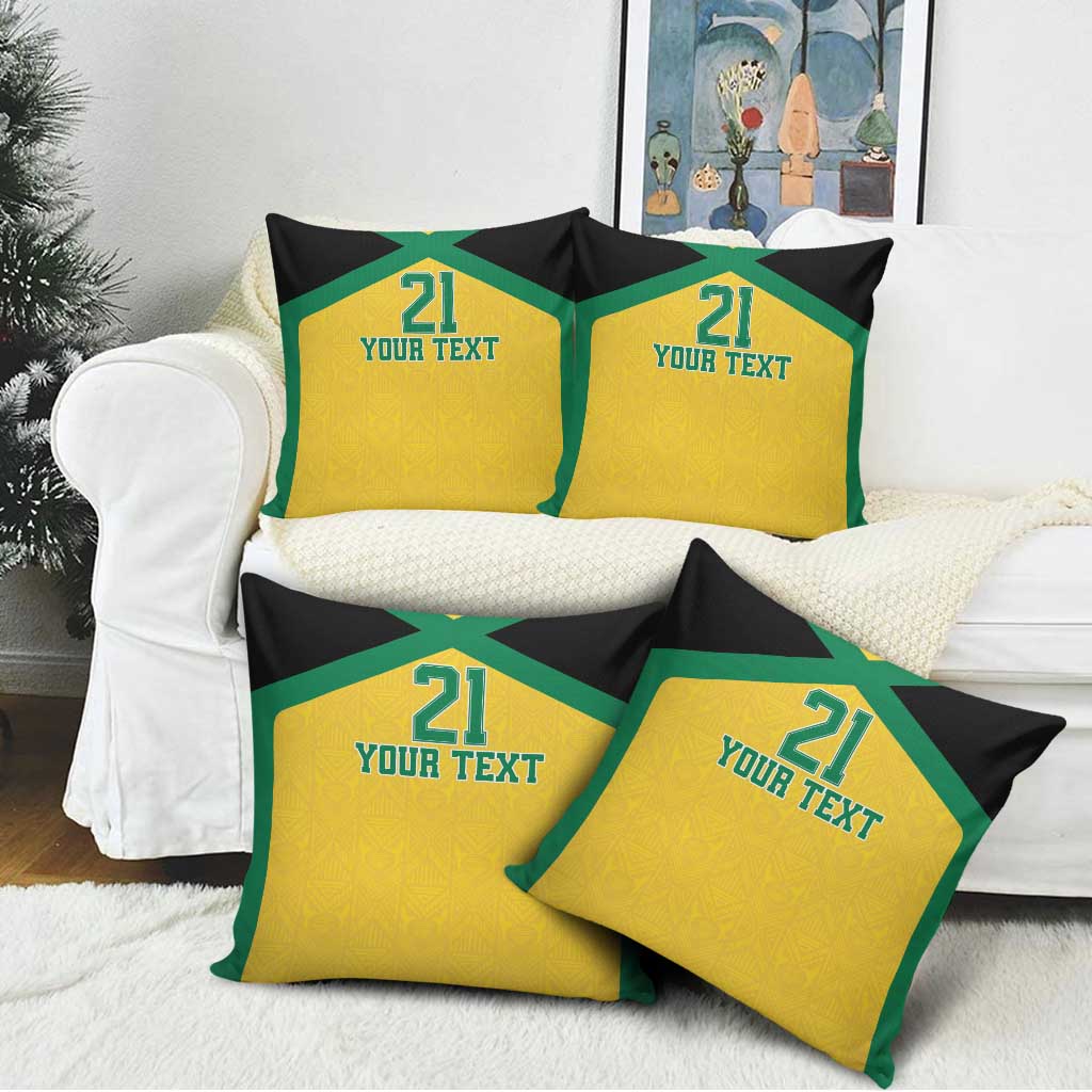 Afro-Jamaicans Football Custom Pillow Cover Gold Ethnic Motifs